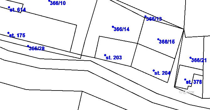 Parcela st. 203 v KÚ Zaječice u Chrudimi, Katastrální mapa