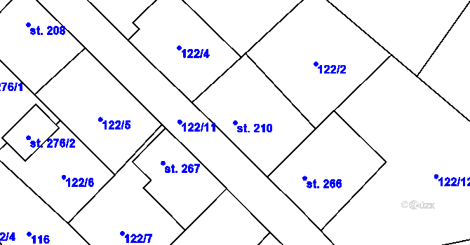 Parcela st. 210 v KÚ Zaječice u Chrudimi, Katastrální mapa