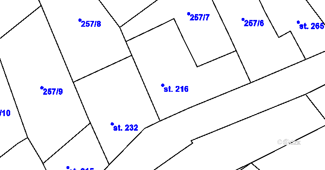 Parcela st. 216 v KÚ Zaječice u Chrudimi, Katastrální mapa