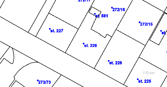 Parcela st. 228 v KÚ Zaječice u Chrudimi, Katastrální mapa