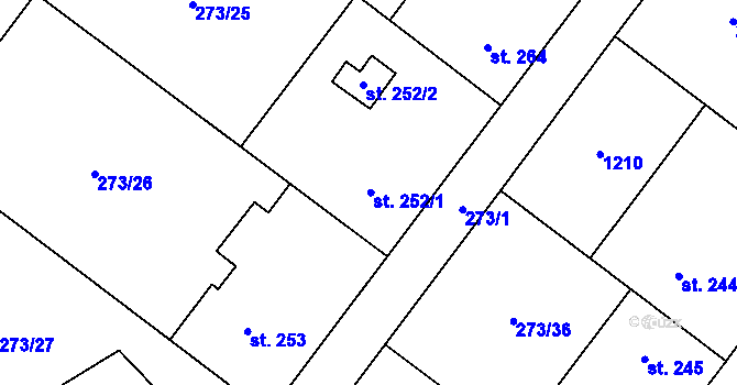 Parcela st. 252 v KÚ Zaječice u Chrudimi, Katastrální mapa