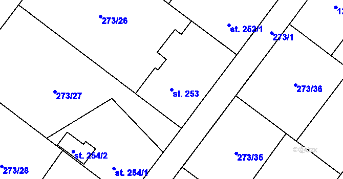 Parcela st. 253 v KÚ Zaječice u Chrudimi, Katastrální mapa