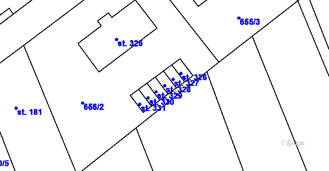 Parcela st. 328 v KÚ Zaječice u Chrudimi, Katastrální mapa
