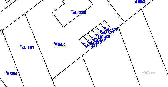 Parcela st. 331 v KÚ Zaječice u Chrudimi, Katastrální mapa