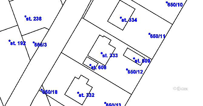 Parcela st. 333 v KÚ Zaječice u Chrudimi, Katastrální mapa