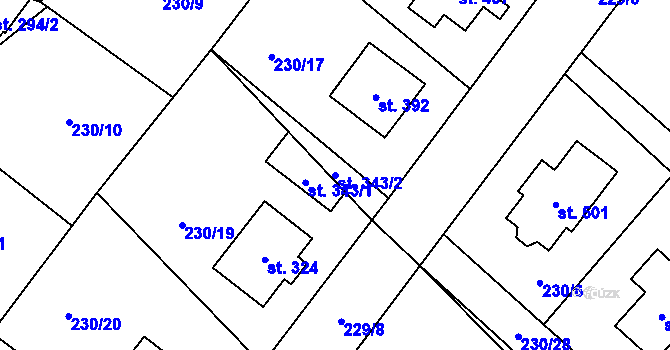 Parcela st. 343/2 v KÚ Zaječice u Chrudimi, Katastrální mapa
