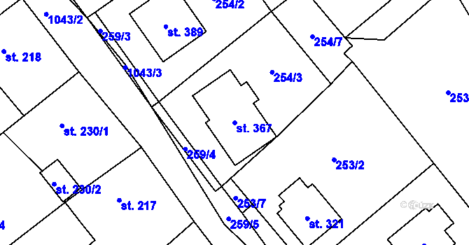 Parcela st. 367 v KÚ Zaječice u Chrudimi, Katastrální mapa