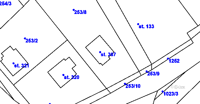 Parcela st. 387 v KÚ Zaječice u Chrudimi, Katastrální mapa