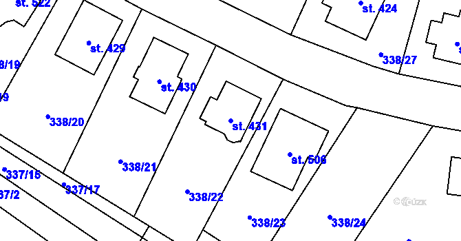 Parcela st. 431 v KÚ Zaječice u Chrudimi, Katastrální mapa