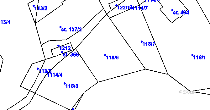 Parcela st. 118/6 v KÚ Zaječice u Chrudimi, Katastrální mapa