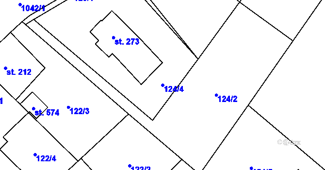 Parcela st. 124/4 v KÚ Zaječice u Chrudimi, Katastrální mapa