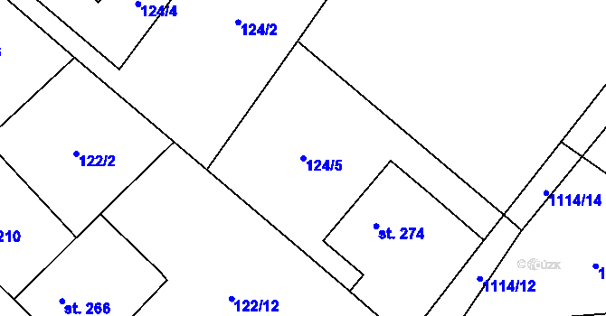 Parcela st. 124/5 v KÚ Zaječice u Chrudimi, Katastrální mapa