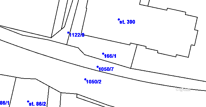 Parcela st. 166/1 v KÚ Zaječice u Chrudimi, Katastrální mapa