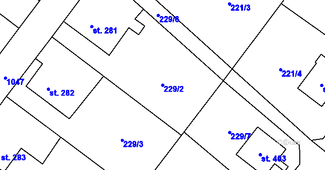 Parcela st. 229/2 v KÚ Zaječice u Chrudimi, Katastrální mapa