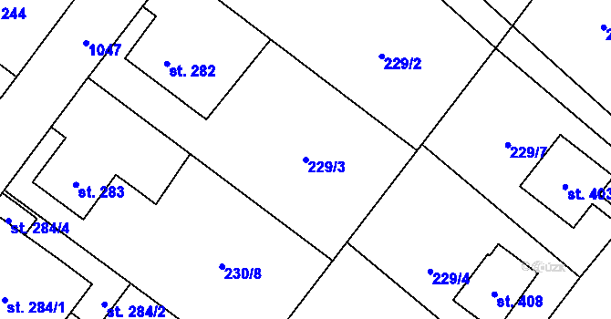 Parcela st. 229/3 v KÚ Zaječice u Chrudimi, Katastrální mapa