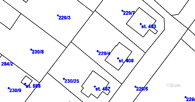 Parcela st. 229/4 v KÚ Zaječice u Chrudimi, Katastrální mapa