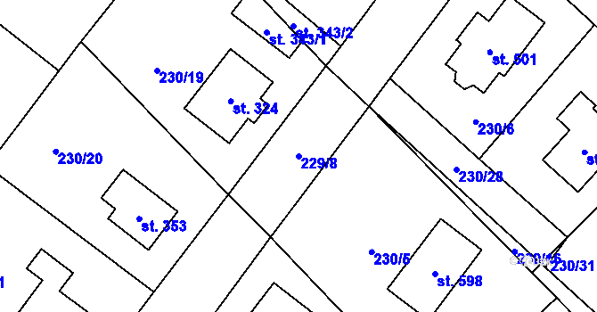 Parcela st. 229/8 v KÚ Zaječice u Chrudimi, Katastrální mapa