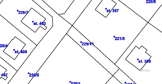 Parcela st. 229/11 v KÚ Zaječice u Chrudimi, Katastrální mapa