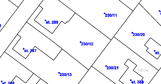 Parcela st. 230/12 v KÚ Zaječice u Chrudimi, Katastrální mapa