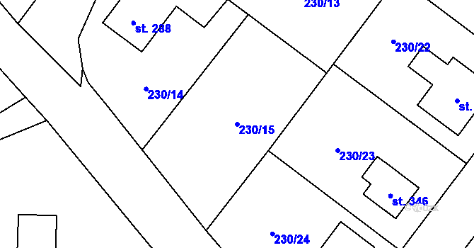 Parcela st. 230/15 v KÚ Zaječice u Chrudimi, Katastrální mapa