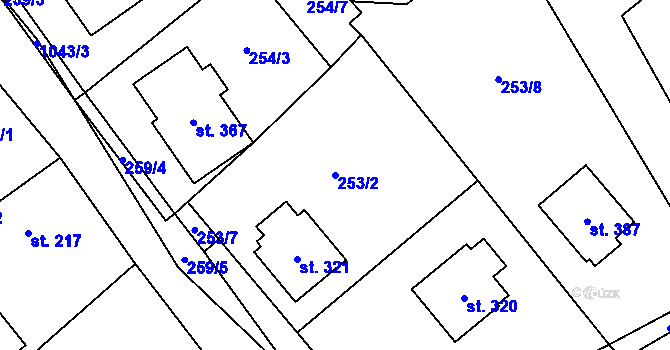 Parcela st. 253/2 v KÚ Zaječice u Chrudimi, Katastrální mapa