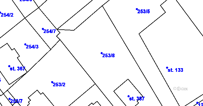 Parcela st. 253/8 v KÚ Zaječice u Chrudimi, Katastrální mapa