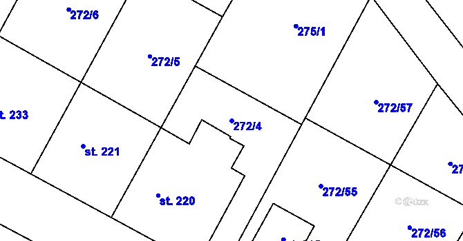 Parcela st. 272/4 v KÚ Zaječice u Chrudimi, Katastrální mapa