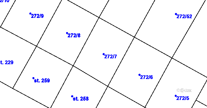 Parcela st. 272/7 v KÚ Zaječice u Chrudimi, Katastrální mapa