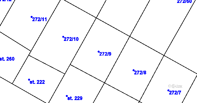 Parcela st. 272/9 v KÚ Zaječice u Chrudimi, Katastrální mapa