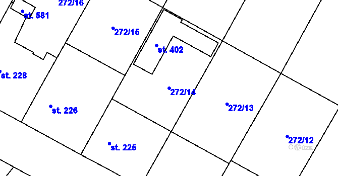 Parcela st. 272/14 v KÚ Zaječice u Chrudimi, Katastrální mapa