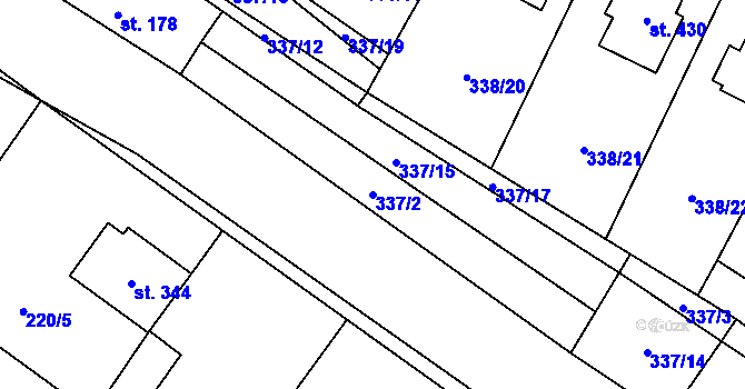 Parcela st. 337/2 v KÚ Zaječice u Chrudimi, Katastrální mapa