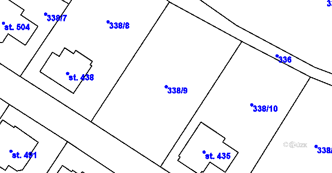 Parcela st. 338/9 v KÚ Zaječice u Chrudimi, Katastrální mapa