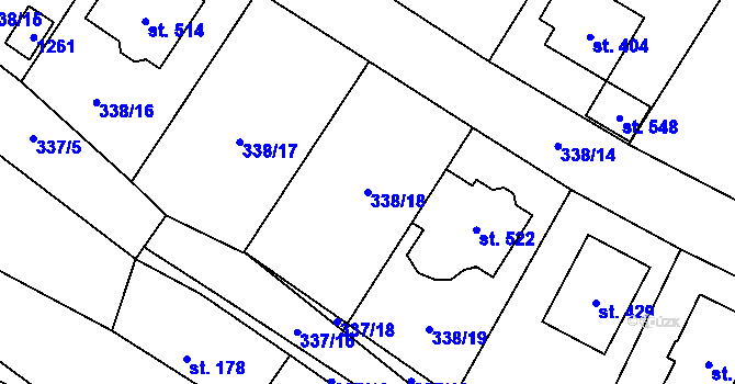 Parcela st. 338/18 v KÚ Zaječice u Chrudimi, Katastrální mapa