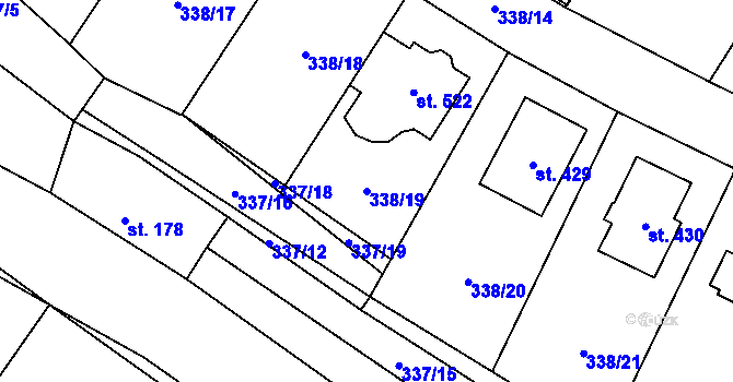 Parcela st. 338/19 v KÚ Zaječice u Chrudimi, Katastrální mapa
