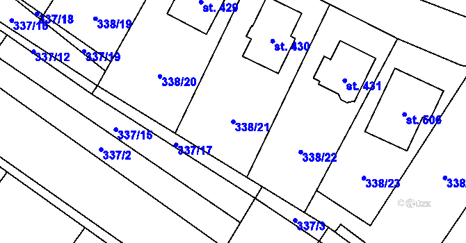 Parcela st. 338/21 v KÚ Zaječice u Chrudimi, Katastrální mapa