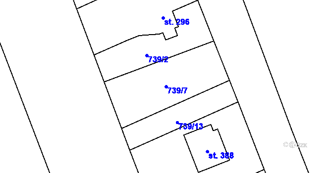 Parcela st. 739/7 v KÚ Zaječice u Chrudimi, Katastrální mapa