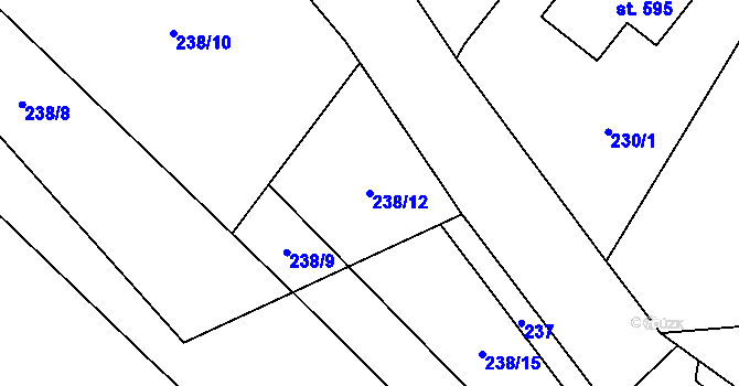 Parcela st. 238/12 v KÚ Zaječice u Chrudimi, Katastrální mapa