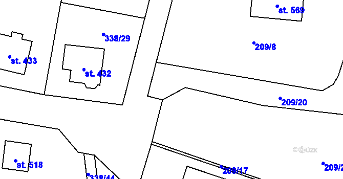 Parcela st. 209/18 v KÚ Zaječice u Chrudimi, Katastrální mapa