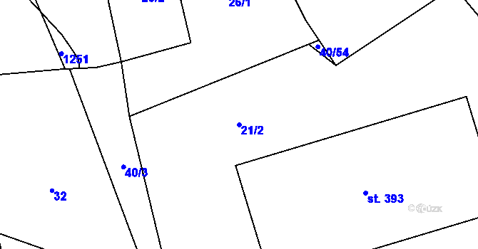 Parcela st. 21/2 v KÚ Zaječice u Chrudimi, Katastrální mapa