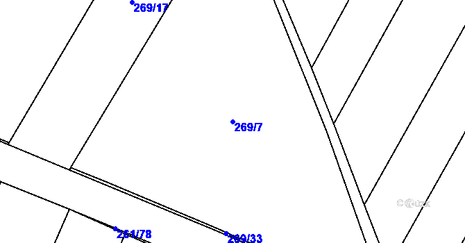 Parcela st. 269/7 v KÚ Zaječice u Chrudimi, Katastrální mapa