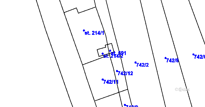 Parcela st. 214/2 v KÚ Zaječice u Chrudimi, Katastrální mapa