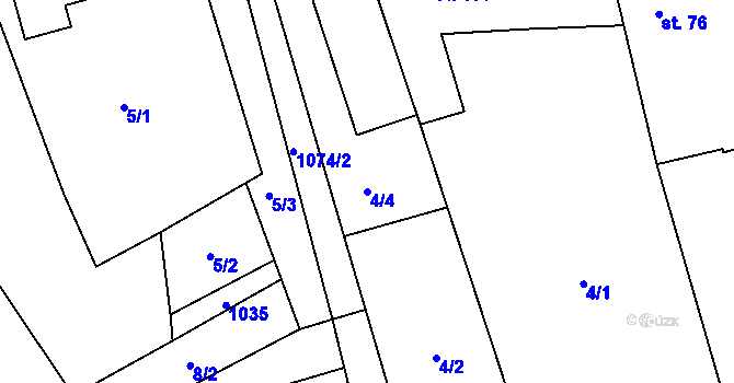 Parcela st. 4/4 v KÚ Zaječice u Chrudimi, Katastrální mapa