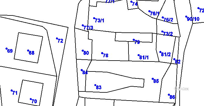 Parcela st. 78 v KÚ Zaječov, Katastrální mapa