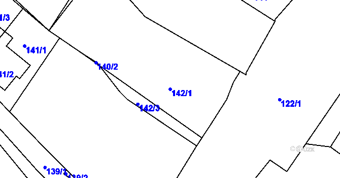 Parcela st. 142/1 v KÚ Zaječov, Katastrální mapa