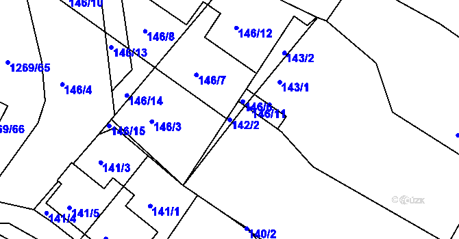 Parcela st. 142/2 v KÚ Zaječov, Katastrální mapa