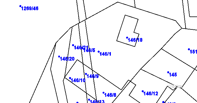 Parcela st. 146/1 v KÚ Zaječov, Katastrální mapa