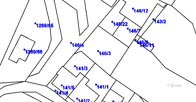 Parcela st. 146/3 v KÚ Zaječov, Katastrální mapa