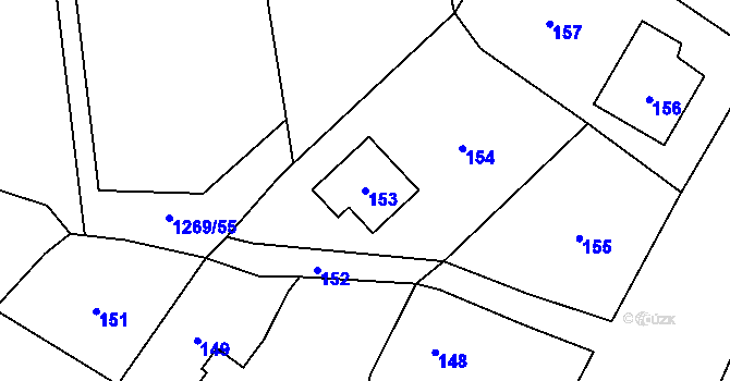 Parcela st. 153 v KÚ Zaječov, Katastrální mapa