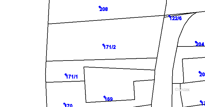 Parcela st. 171 v KÚ Zaječov, Katastrální mapa