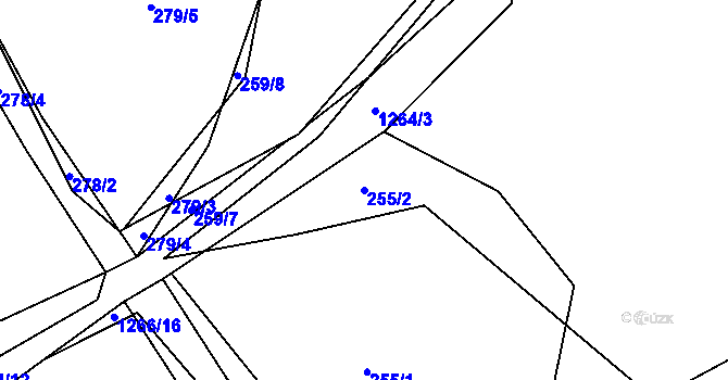 Parcela st. 255/2 v KÚ Zaječov, Katastrální mapa